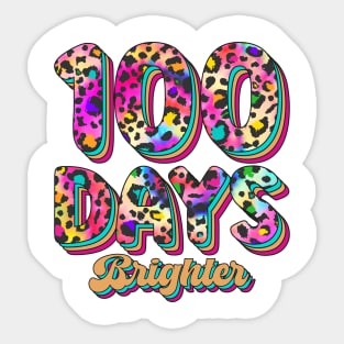 100 Days Brighter, 100th Day of School Teacher Leopard Sticker